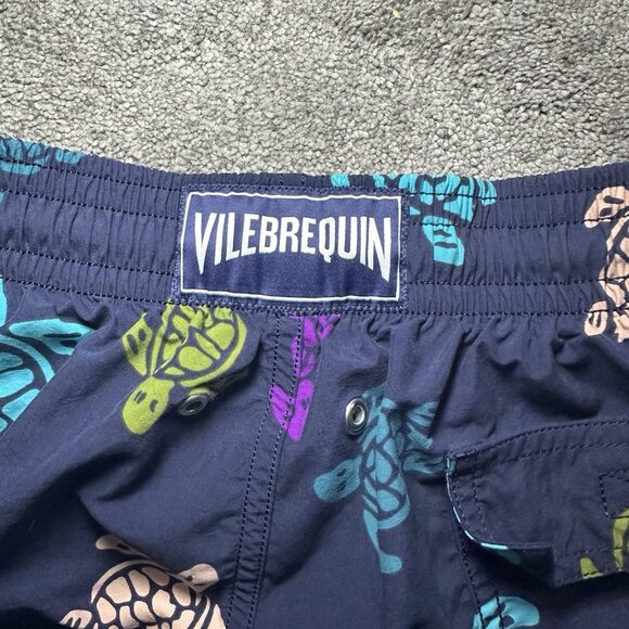 Vilebrequin Swim Trunks Shorts Mens Large Blue Multicolour Turtle Print Beach - Picture 2 of 13